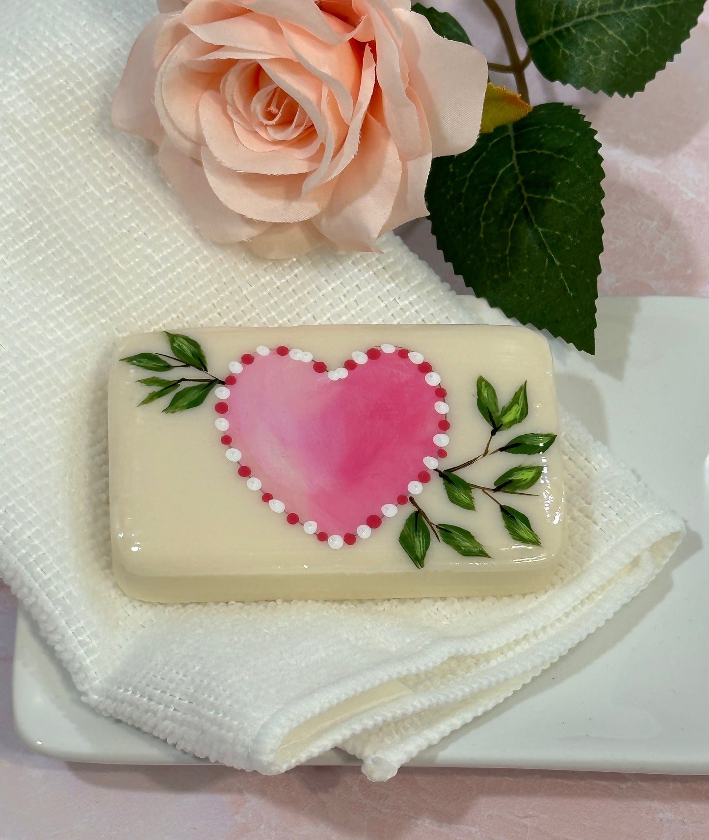 Blushing Heart Hand Painted Valentine Soap