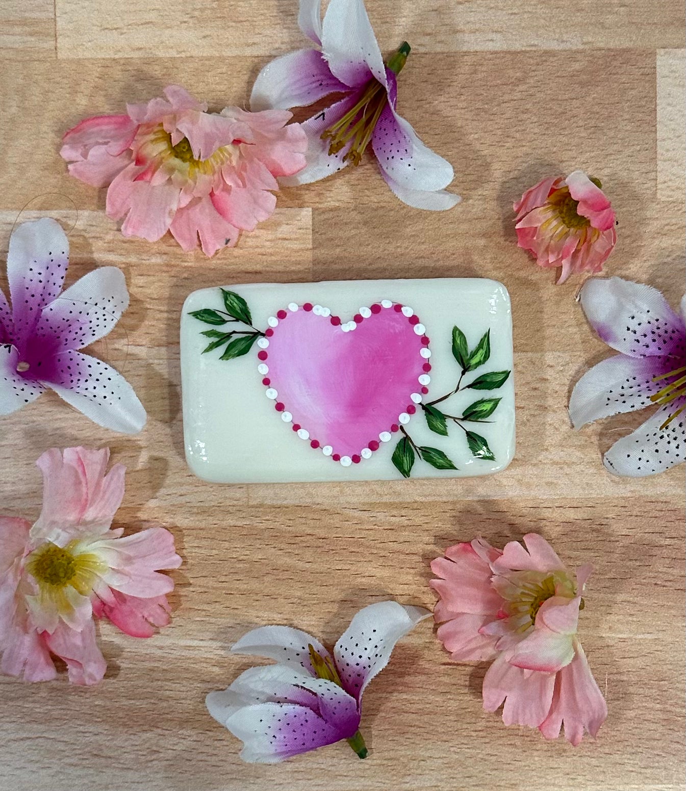 Blushing Heart Hand Painted Valentine Soap