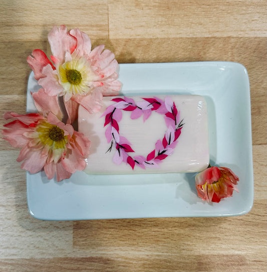 Pink Petal Wreath Hand Painted Valentine Soap